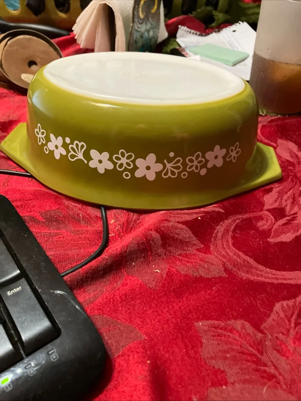 Vintage Pyrex Lidded Baking Dish Spring Blossom Crazy Daisy 1.5 # 043